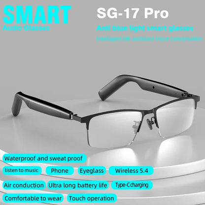 SG-17 Pro 2025 New Bluetooth Smart Glasses Anti-Blue Light Sunglass Music Player Voice Assistant Outdoor Sports Smart Sunglasses