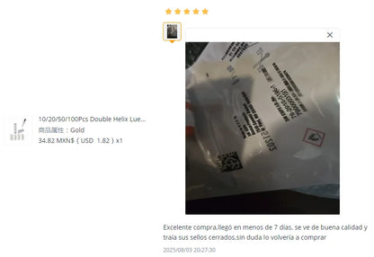 10/20/50/100Pcs Double Helix Luer Syringe Connector Sterile Transparent Pneumatic Parts PP Material Leak Proof Drug Guide Device