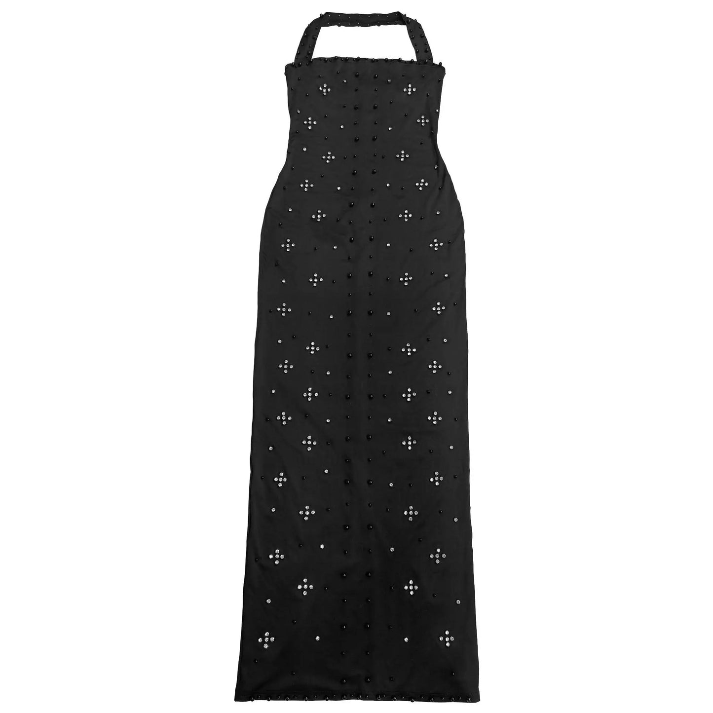GLCMYAYA Women Diamonds Beading Halter Neck Bodycon Midi Maxi Long Dress 2025 Vacation Street Sexy Party Vestidos Dresses