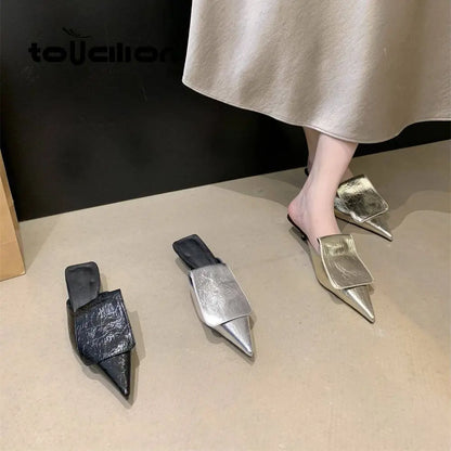 Luxury Summer Shoes Women Heels Gold Silver Black Pu Pointed End Elegant Women's Pumps Fashion Party Office Luxury High Heel