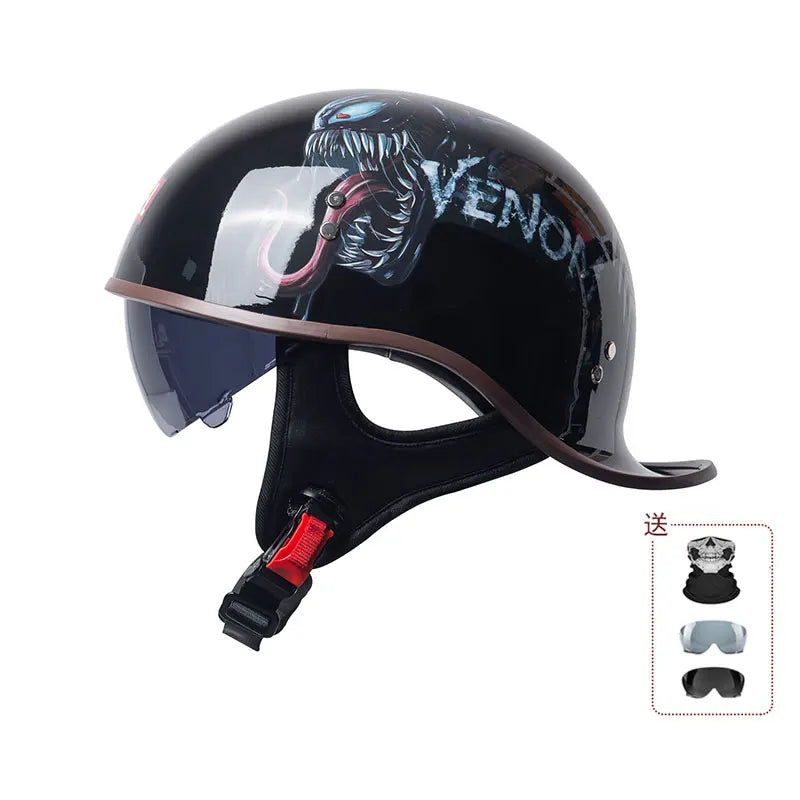 China 3C certification new motorcycle helmet retro personality cock helmet for men and women lightweight breathable half helmet.
