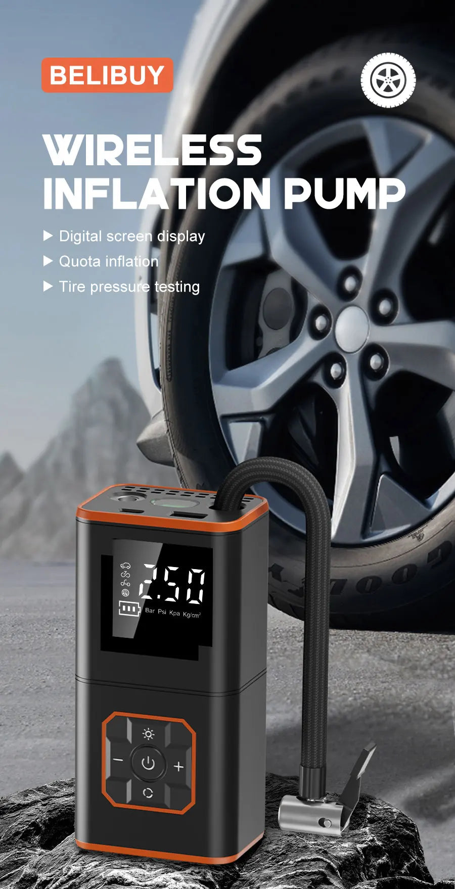ABS Car Tyre Inflator Portable Air Compressor Car Inflatable Pumps Air Pump Suitable For Inflating Car Motorcycle Bicycle