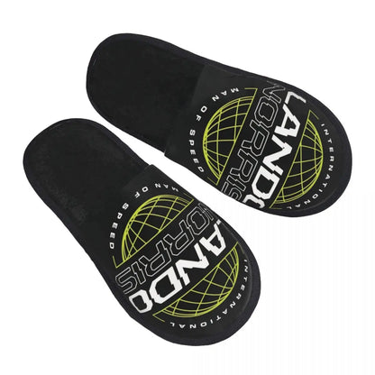 Custom British Lando Norris Racing Driver Guest Slippers for Spa Women House Slipper