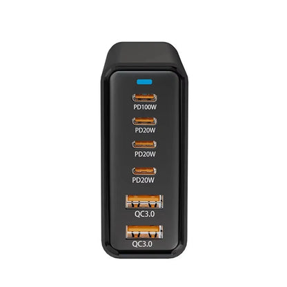 200W Desktop USB C Quick Charger GaN PD Fast Chager 6 port Mobile Charging Adapter For Laptop iPhone 17 16 15 Samsung Xiaomi﻿﻿