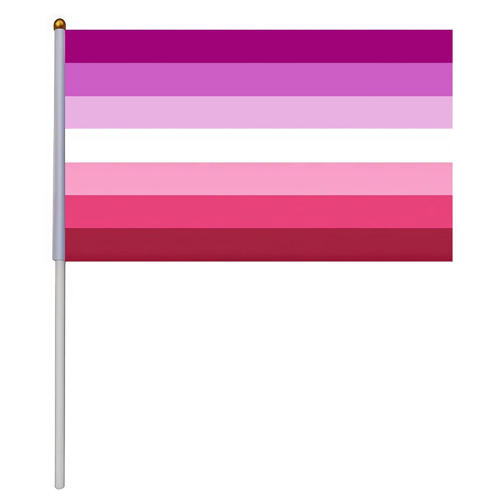 Aerxrbrae Custom Hand Flag 100Pcs 14*21Cm Plastic Stick Rainbow Gay Lesbian Homosexual Bisexual Pride Banner