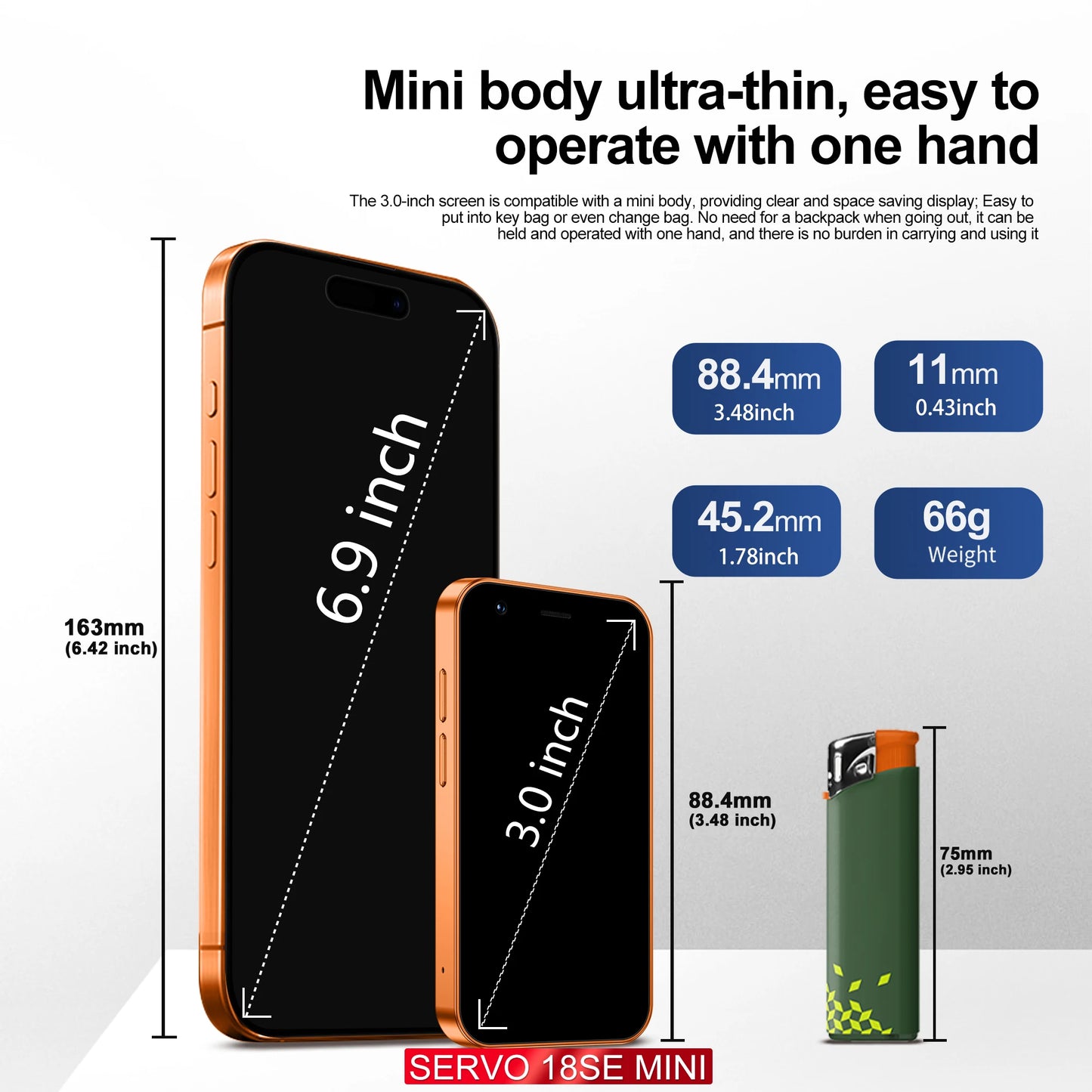 SERVO 18SE MINI Cute Android Smartphone 3G WCDMA Android OS Dual SIM Card Play Store Face Unlock Hotspot 3.0" Small Smart Phones
