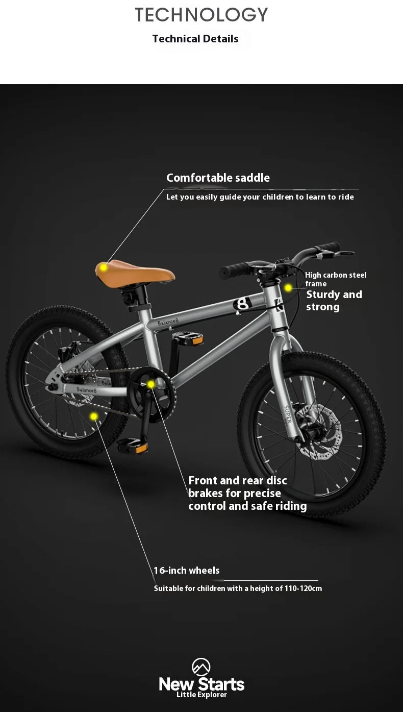 Youth Mountain Bike 16/20 Inch Children's Bicycle for Boys And Girls 6-12 Years Old Student Pedal Bike with Adjustable Frame