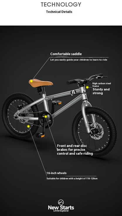 Youth Mountain Bike 16/20 Inch Children's Bicycle for Boys And Girls 6-12 Years Old Student Pedal Bike with Adjustable Frame