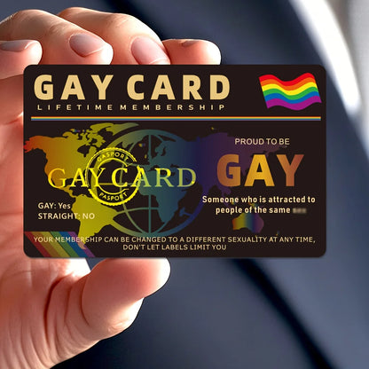 5 pcs-GAY CARD – Pride Lifetime Membership Collectible Card，Round Corner Credit Card Size, PVC, Durable Waterproof, Gay Members