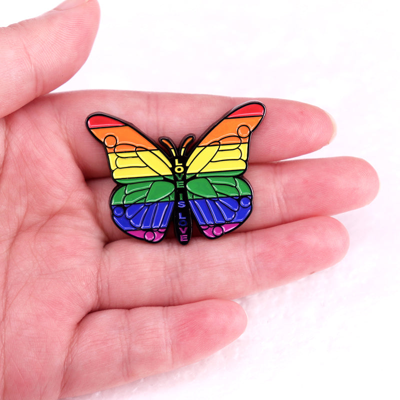 Gay Pride Rainbow Butterfly Badge LGBT Enamel Pin Brooch Jewelry Gifts