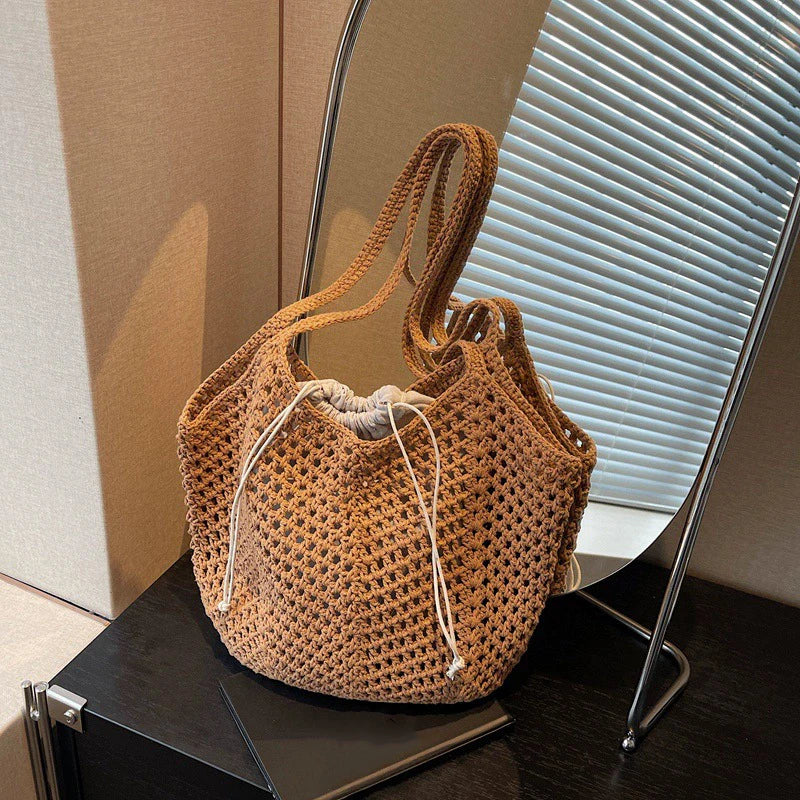 Chic Simple Lady Large Capacity Shoulder Bags Shopping Beach Bag for Women Casual Straw Woven Tote Bag Female Handbag Purses