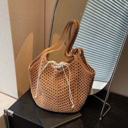 Chic Simple Lady Large Capacity Shoulder Bags Shopping Beach Bag for Women Casual Straw Woven Tote Bag Female Handbag Purses