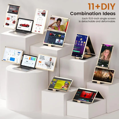 Laptop Screen Extender 15.6-inch, 1080P FHD Portable Monitor with 120% sRGB, 235°Rotation Detachable Screen, Plug & Play
