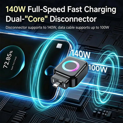 KEBIDUMEI 140W Type-C Charging Adapter Universal Separator Anti-Overcharge for Safe Overnight Charging Smart Auto Stop Charging