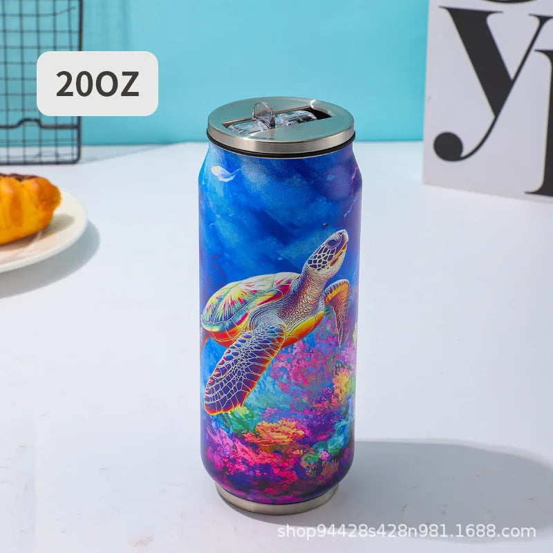 500ML Thermos with Straw 304 Stainless Steel Beer Bottle Cola Can Termos Para Cafe Beer Cold Keeper Home Kitchen Drinkware