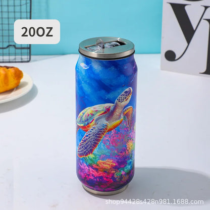 500ML Thermos with Straw 304 Stainless Steel Beer Bottle Cola Can Termos Para Cafe Beer Cold Keeper Home Kitchen Drinkware