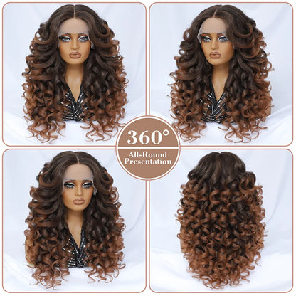 24Inch Latisha Synthetic Lace Front Wigs For Women Curly Afro Lace Wigs Black Blonde Orange 13X4.5X1 Cosplay Hair Daily Use
