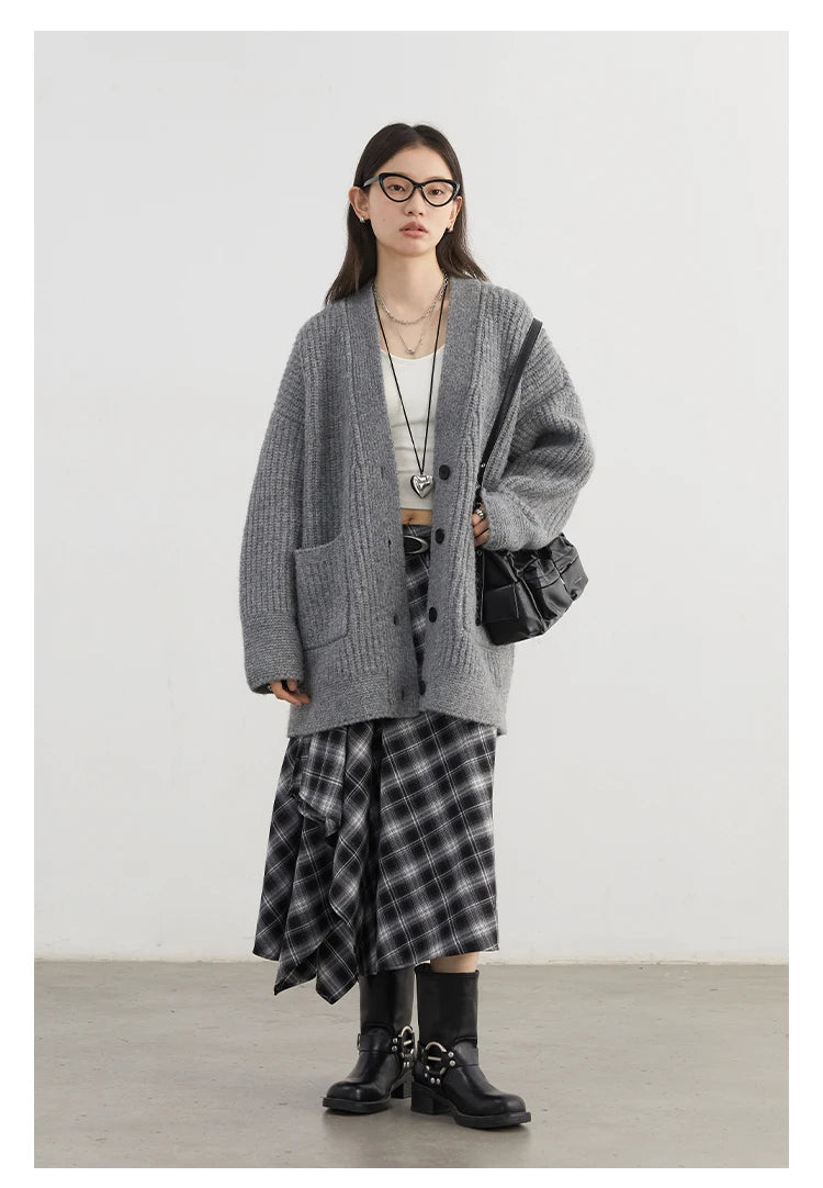 CHIC VEN Women Skirts A Line Retro Loose High Waist Irregular Color Plaid Frosted Half Body Long Ladies Skirt Autumn Winter 2026