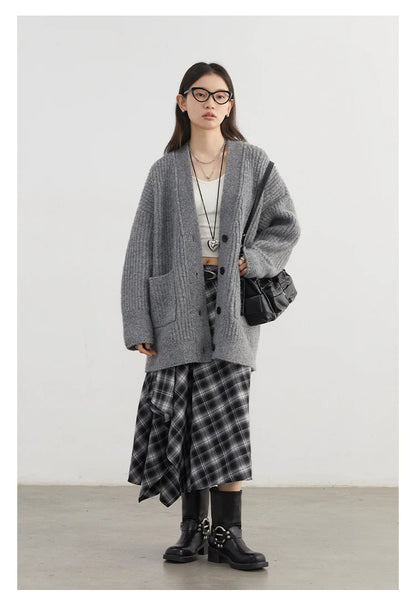 CHIC VEN Women Skirts A Line Retro Loose High Waist Irregular Color Plaid Frosted Half Body Long Ladies Skirt Autumn Winter 2026