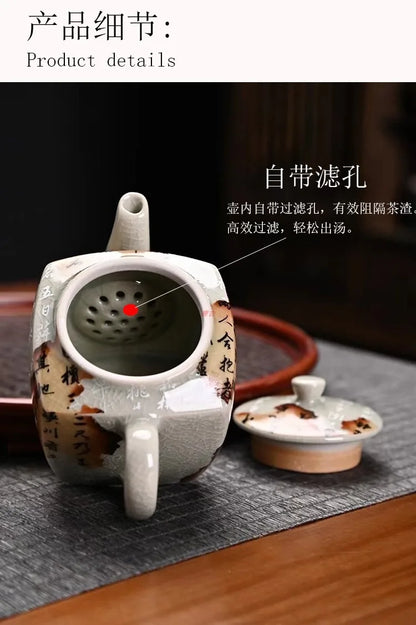 Vintage Teapot Ceramic Dragon Tea Kettles Home Office Kungfu Teaware Cups Set Chinese Tea Infuser Handmade Teacups