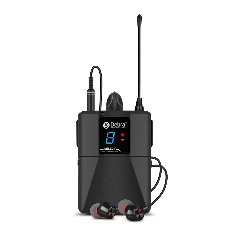 Debra UHF ER-480 Professional Wireless In-Ear Monitor System 50M Range Transmission 16 Frequency Adjustment for Church Stage