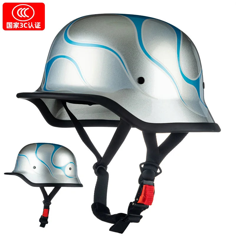German Soldier Helmet Motorcycle for Harley Retro Half Helmet Motorcycle Helmet Summer 3C Certification Scoop Helmet Cruise Car