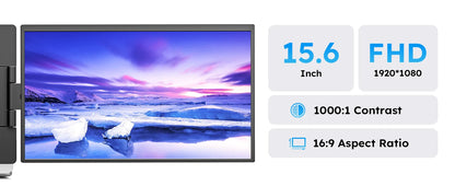 15.6 inch Triple Screen Extender for Laptop Mini PC 1080 FHD IPS External Extension Portable Dual Monitor For MAC Windows Chrome