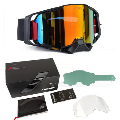 Professional Sports Goggles Windproof Dustproof Anti Fog for Motorcycle Cycling Skiing OTG Over The Glasses UV Protection Lens