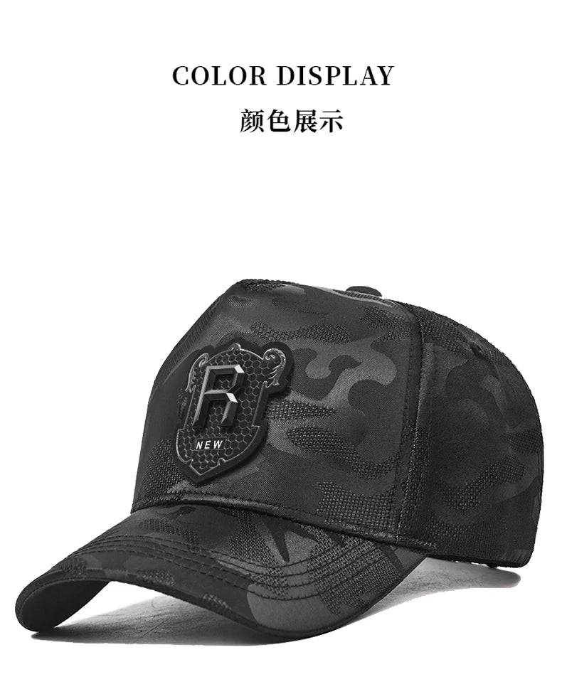 Hip hop Baseball Cap R Logo Camouflage Hat Men's and Women's Summer Sun Hat Adjustable Hiking hat Hip Hop Trucker hat