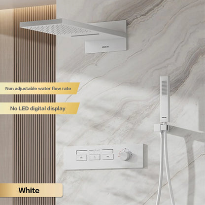 Luxury brass gun gray wall mounted shower system, wall mounted design with constant temperature LED digital display bathroom Tap