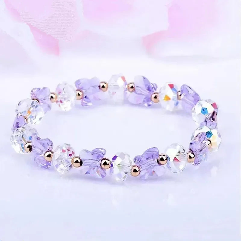 Fashion Butterfly Charm Crystal Stretch Beaded Bracelets Elastic Rope Women Temperament Bracelet