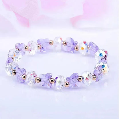 Fashion Butterfly Charm Crystal Stretch Beaded Bracelets Elastic Rope Women Temperament Bracelet