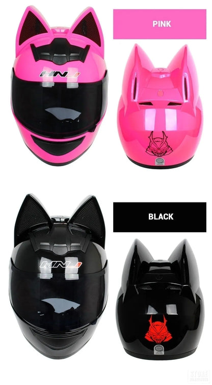 Capacete Casque Moto Motorcycle Full Face Helmet Women Moto Ear Helmets Personality Motorbike Helmet Cat Ear Helmet Motocross