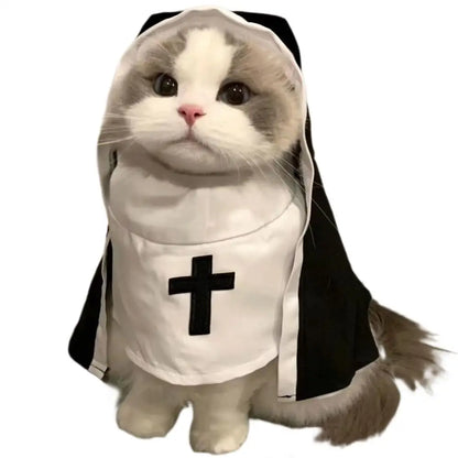 Pet Costumes For Cats Halloween Dog Costume Funny Cosplay Nun Costume Sister Habit Pet Cloth Dress Up Pet Costume For Small Cats