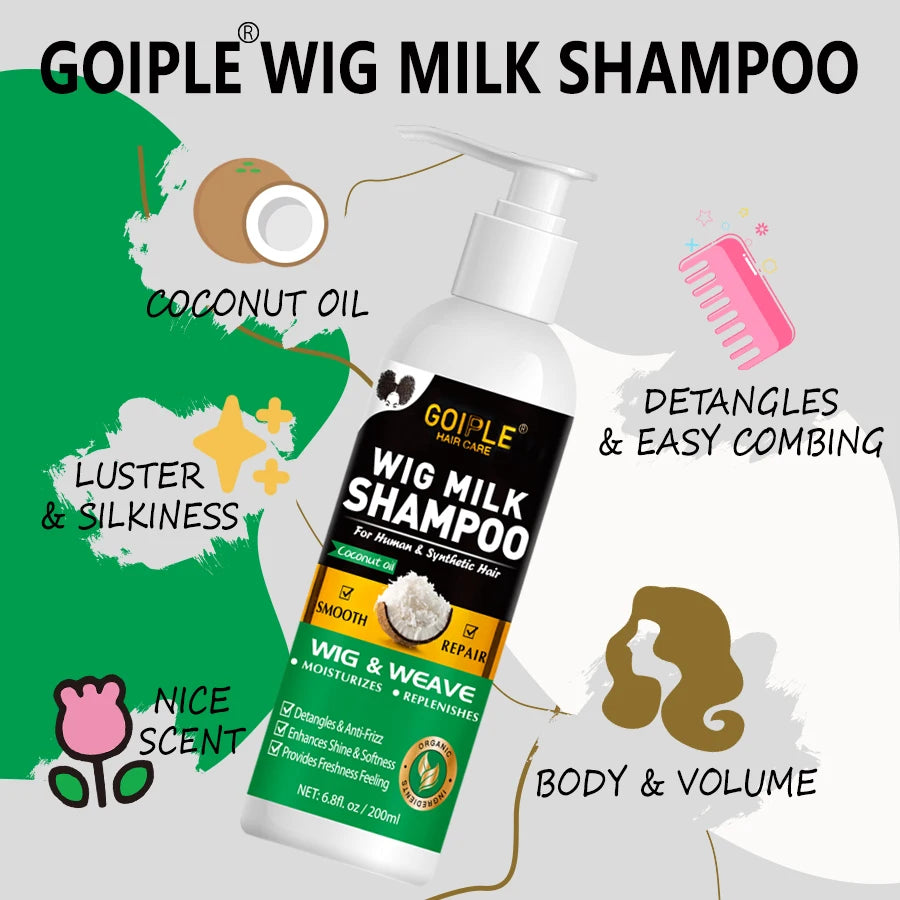 Wig Care Spray Kit Shampoo Cleaner for Synthetic Wig Care Solution Detangle Moisturize Leave-in Conditioner with Lace Front Glue