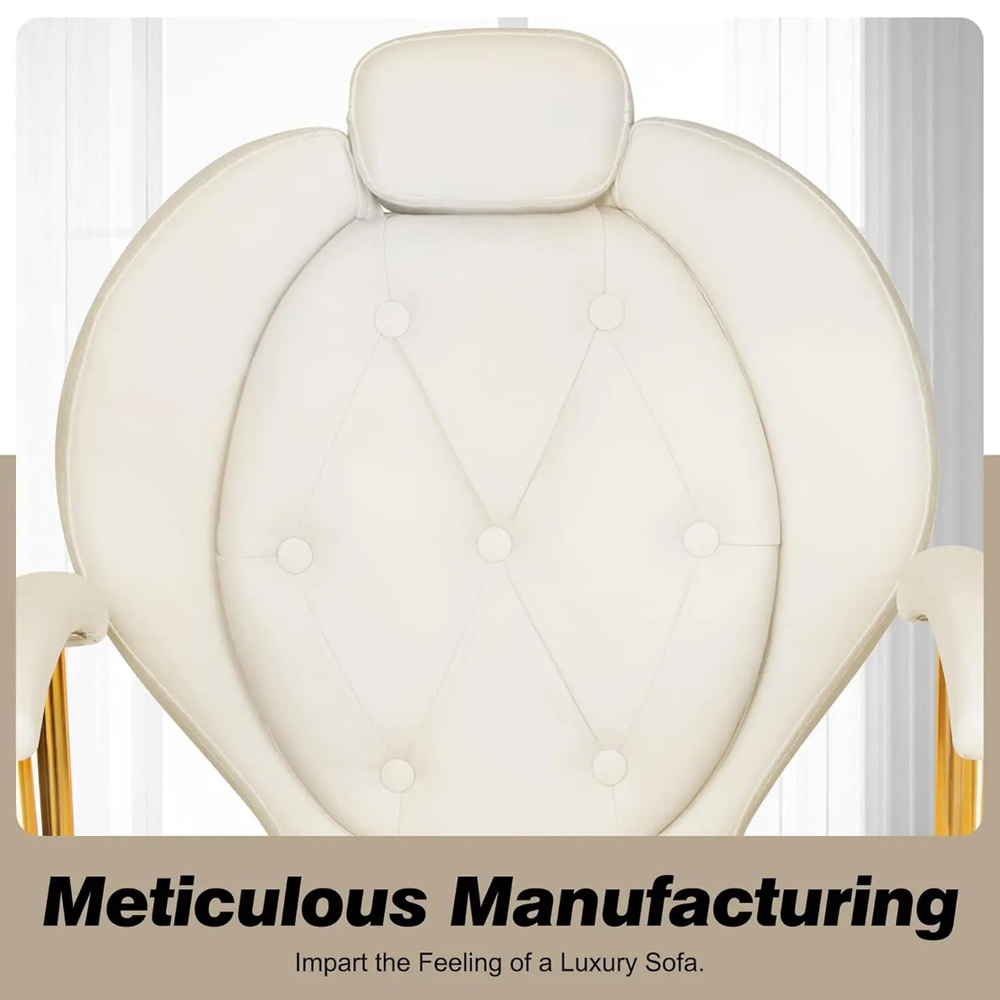 Cream Reclining Salon Chair Hydraulic 360° Swivel Adjustable Headrest 440lbs Capacity Barber Styling Seat, Customized