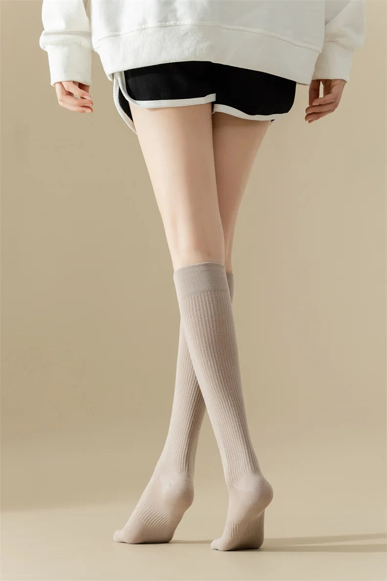 New Women Knee High Toe Socks Soft Lady Girls Breathable Comfortable Solid Color Cute Long Sock For Women