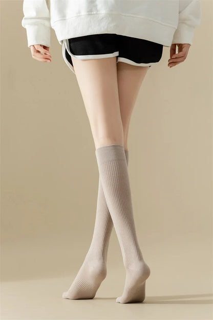 New Women Knee High Toe Socks Soft Lady Girls Breathable Comfortable Solid Color Cute Long Sock For Women