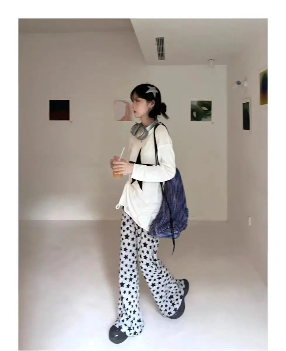American Retro Flared Pants Women Summer High Waist Thin Full-Length High Street Hip-hop Casual Y2k Trousers Streetwear Female