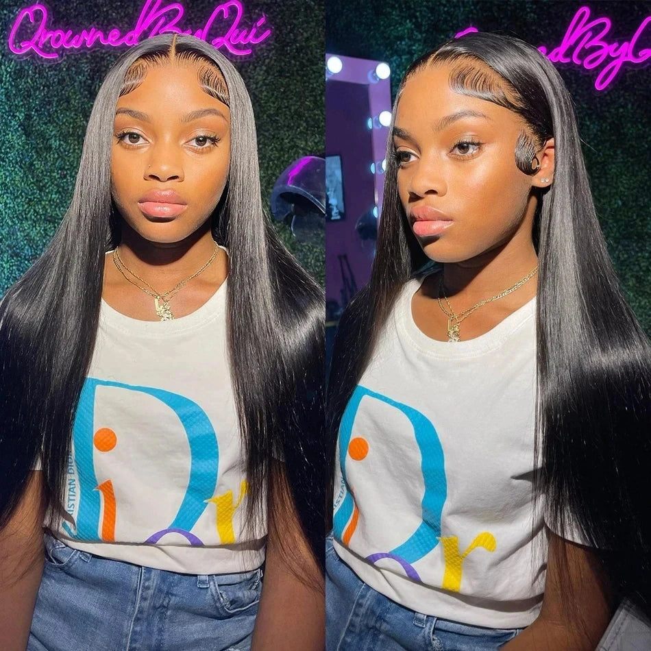 40 50 Inch 13x6 Bone Straight HD Transparent Lace Frontal Wig 250 Density Lace Front Human Hair Wigs 360 Full Lace Wig For Women