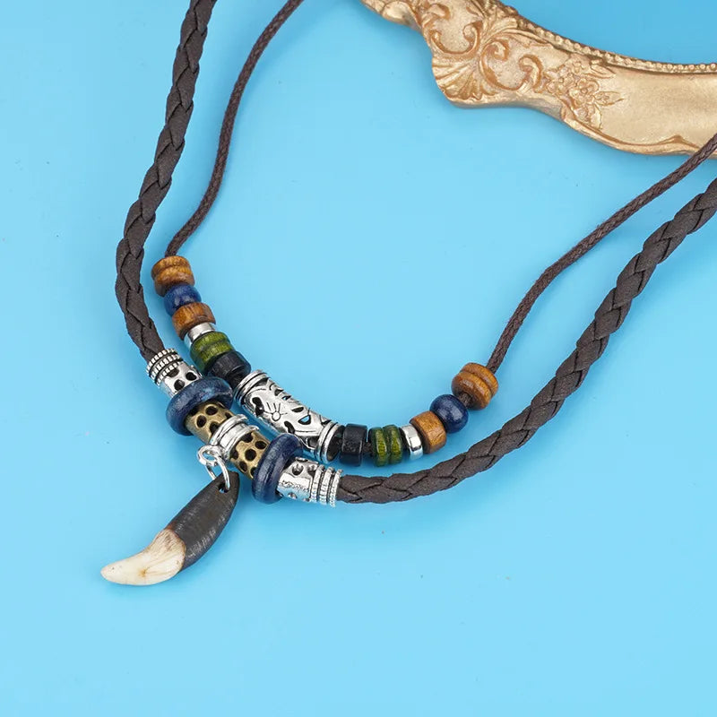 Collana Uomo Artificial Leather Rope Beaded Necklace Men Collier Homme Arrow Pendant Necklace For Men Jewelry Collar Hombre