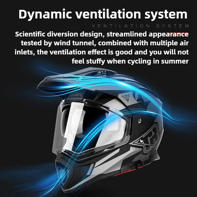 Tiger JTO1 Adventure Motorcycle Helmet Dual SunVisor Helmet Size S-3XL Off-road Casco Moto Highly Breathable For  ADV Long Rides