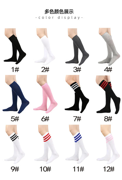 Middle Tube Sock Women Striped Knee High Ladies Japanese Harajuku College Style Cotton Summer Calf Sock Black White Female Gift