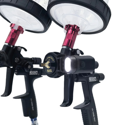 2PCS Black Spray Guns with Transparent Cups 1.3mm Basecoat 1.4mm Clearcoat HVLP for Auto Painting Aluminum Body