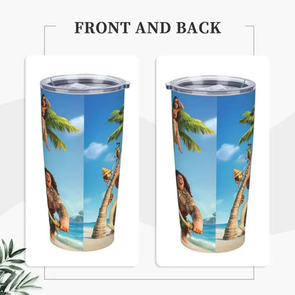 Moana and Pua Cartoon Movie Insulated Tumbler with Straws Stainless Steel Coffee Mugs Double Wall Car Bottle Cups 20oz