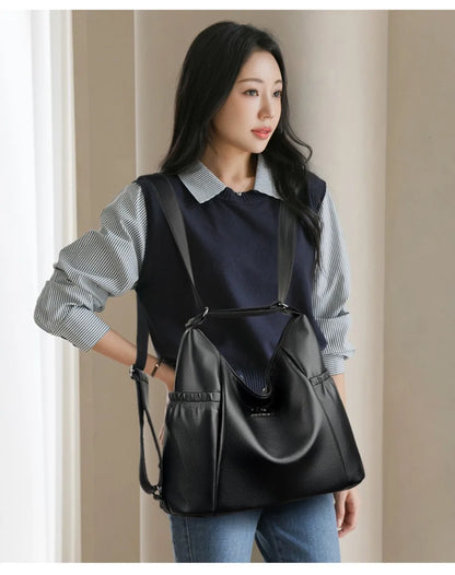 High Quality Soft Pu Leather Shoulder Bags for Women Women Bags Luxury Designer Multifunction Travel BackPack Commuter Handbags
