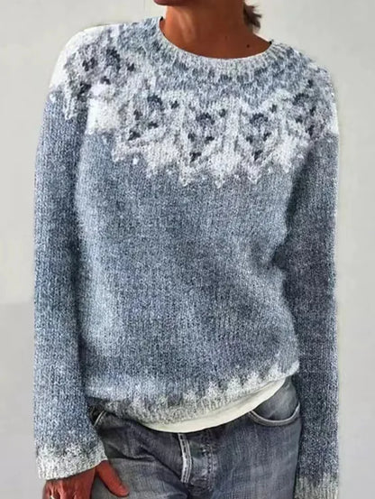 2025 Spring Knitted Women Sweater Print O-neck Long Sleeve Casual Loose Sweaters Female Winter Elegant Trendy Ladies Clothes