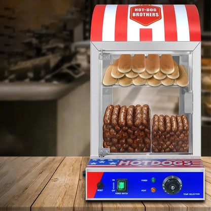 Commercial Hot Dog Warmer Cabinet Stainless Steel Display Heater Food Warming Showcase With Temperature Control For Outdoor Use