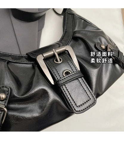 Y2K Retro Pleated Hobo Shoulder Bag for Women Hot Selling Maillard Style Underarm Bag Clutch Handbags for Travel Work Shopping
