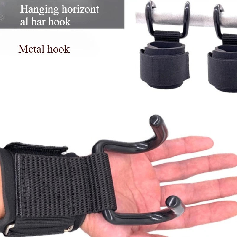 1PC Weight Lifting Hook Grips with Wrist Wraps Gym Hand-Bar Wrist Strap  Fitness Hook Weight Strap Pull-Ups Power Lift Gloves